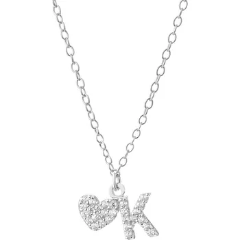 Náhrdelník Stříbrný náhrdelník se zirkony - písmeno K, srdce - AP533-4580