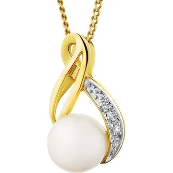 Přívěsek Zlatý přívěsek s diamanty a perlou - ryzost 585 - 109.195