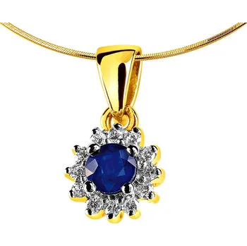 Přívěsek Zlatý přívěsek s brilianty a safírem - ryzost 585 - 100.488