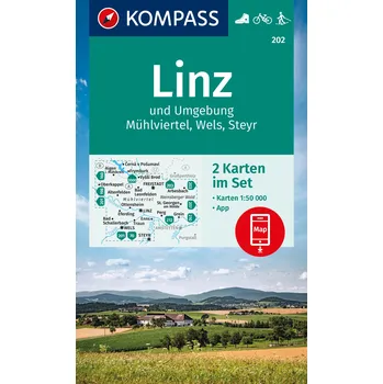 Linz a okolí, Mühlviertel, Wells, Steyr (Kompass č. 202) - turistická mapa