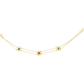 Náramek Zlatý náramek se zirkony, anker - květy - AP533-3761