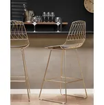 Sada 2 barových židlí zlatý ocelový rám Sedadlo z umělé kůže Výška pultu Moderní design Beliani