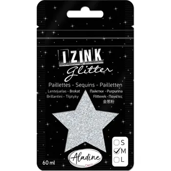 Speciální výtvarná barva Aladine Třpytky Aladine Izink Glitter, 60 ml, vel. M - argente, stříbrné