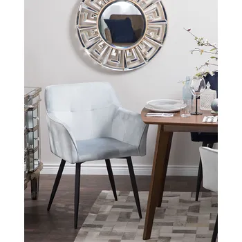 Jídelní židle Sada 2 židlí šedých sametových s černými kovovými nohami moderní minimalistický jídelní pro obývací pokoj Beliani