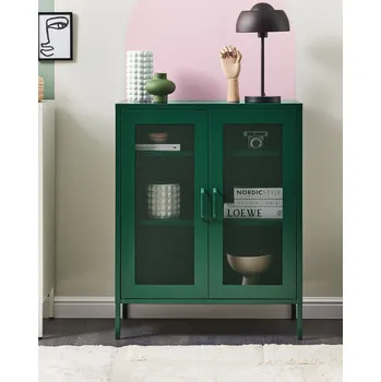 Ložnice Komoda Kancelářská skříňka zelená kovová 2 dveře zámek na klíč moderní obývák domácí kancelář Beliani