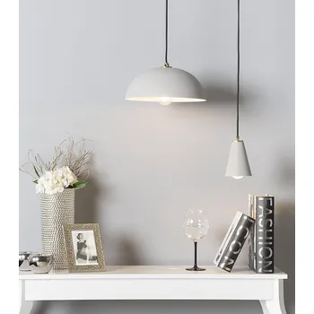 Závěsná lampa šedý a zlatý kov s trychtýřovým stínidlem, retro retro design Beliani