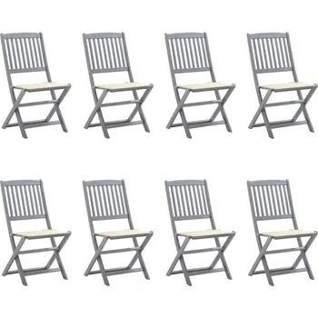 Petrashop Skládací zahradní židle s poduškami 8 ks masivní akácie Šedá3078292