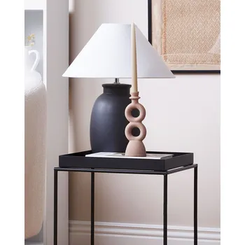 Svícen Svícen béžový porcelán 23 cm zakřivený tvar minimalistický boho styl dekorace Beliani