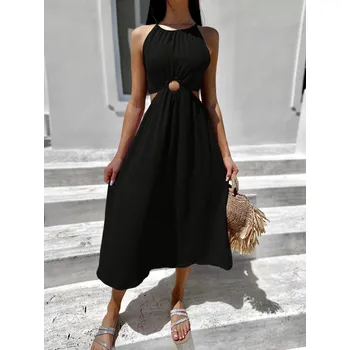 Dámské šaty Černé šaty MALIKENY s průstřihy Velikost: ONESIZE