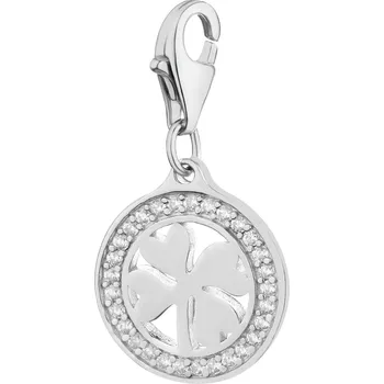 Přívěsek Stříbrný přívěsek Charms se zirkony - čtyřlístek - AP536-9625