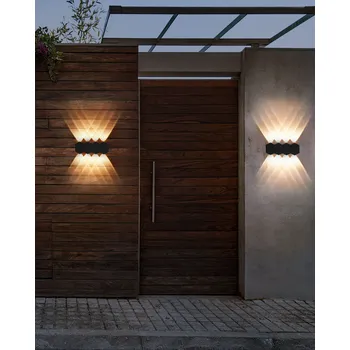 Sada 2 venkovních nástěnných svítidel černá hliníková LED bodová světla 21 cm moderní zahradní osvětlení terasa Beliani