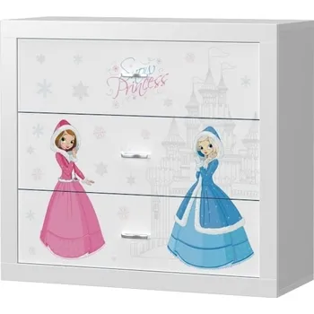 Dětská skříň Komoda FILIP s motivem LEDOVÉ KRÁLOVSTVÍ (Bílá)