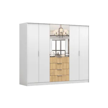 Šatní skříň IDZ Šatní skříň GALAXY 6D, 230 cm Dub Hikora/Bílá