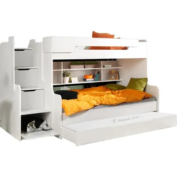 Dětská postel Patrová postel HARRY pro 3 osoby s přistýlkou (Bílá)