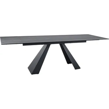 Jídelní stůl Jídelní stůl SALVADORE CERAMIC, Pietra di Savoia světle šedý mat/Černý mat