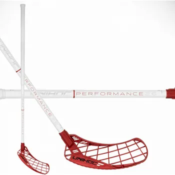 Florbalová hůl Unihoc Epic Performance FL 26 white/red vel. 100cm (=110cm) levá kulatá (levá ruka dole)