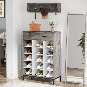 Botník Casarredo MAYERHOF botník s policí, šedé dřevo rustik