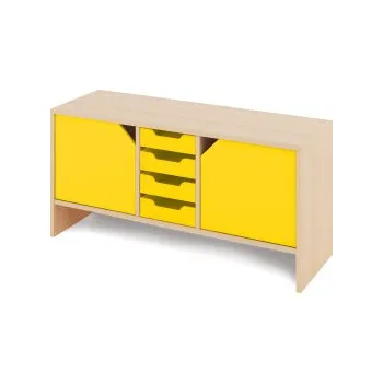 Zahradní úložný box Malá skříň s malými kartonovými kontejnery a dvířky KLASIKO Žlutá