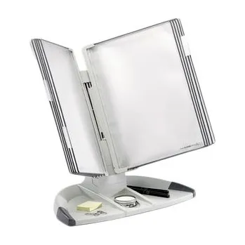 Set školních potřeb djois pultový plastový stojan Design s rámečky, 10 rámečků s kapsami A4, stojan šedý, rámečky šedé, 1 set