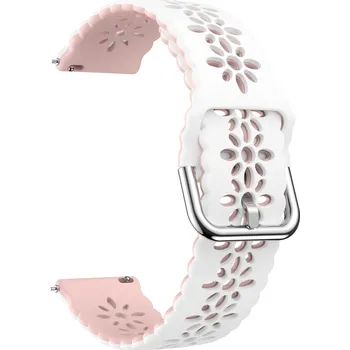 Chytré hodinky 20mm řemínek dvojbarevný s perforováním a přezkovým zapínáním Barevná varianta: Bílo-Růžový