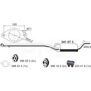 Tlumič výfuku Střední tlumič výfuku ERNST 341073