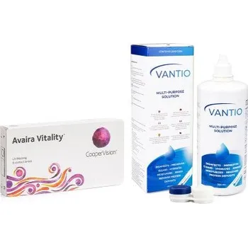 Kontaktní čočky Měsíční kontaktní čočky Avaira Vitality (6 čoček) + Vantio Multi-Purpose 360 ml s pouzdrem Avaira