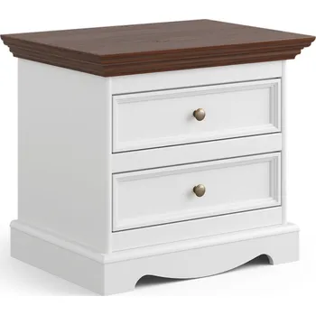 Noční stolek Massivo.cz Noční stolek Belluno Elegante, dekor bílá-ořech, masiv, borovice
