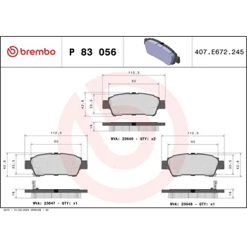 Brzdová destička Sada brzdových destiček, kotoučová brzda BREMBO P 83 056