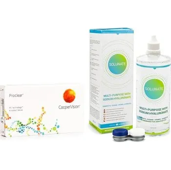 Kontaktní čočky Měsíční kontaktní čočky Proclear Compatibles Sphere (6 čoček) + Solunate Multi-Purpose 400 ml s pouzdrem Proclear