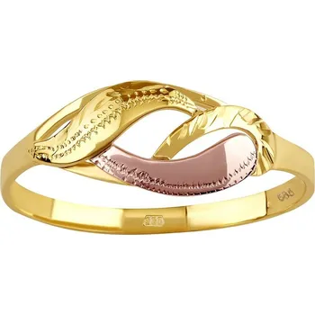 Prsten Zlatý prsten s ručním rytím Kaira ze žlutého a růžového zlata obvod 60 mm