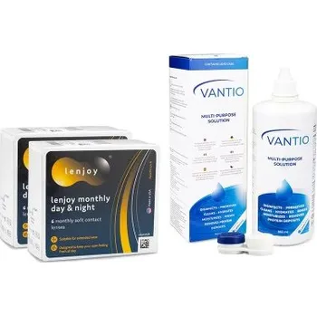 Kontaktní čočky Měsíční kontaktní čočky Lenjoy Monthly Day & Night (12 čoček) + Vantio Multi-Purpose 360 ml s pouzdrem Lenjoy kontaktní čočky
