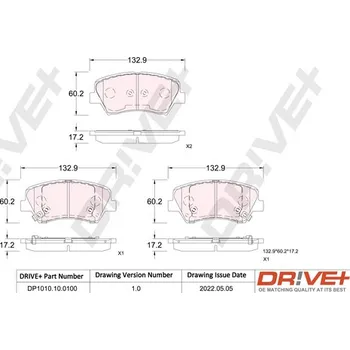 Brzdová destička Sada brzdových destiček, kotoučová brzda Dr!ve+ DP1010.10.0100