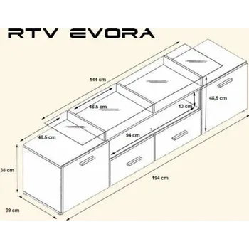 Televizní stolek Televizní stolek Cama EVORA 200 wenge/černý lesk