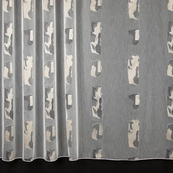 Záclona Organzová záclona L70037, béžovo-šedý vzor, smetanová, s olůvkem výška 250cm ( v metráži)