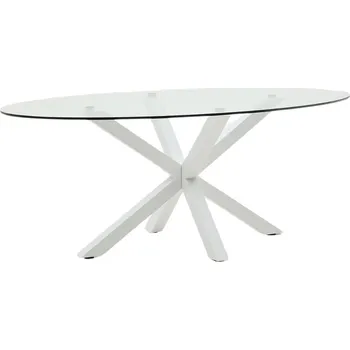 Jídelní stůl Skleněný jídelní stůl Kave Home Argo II. 200 x 100 cm s bílou kovovou podnoží