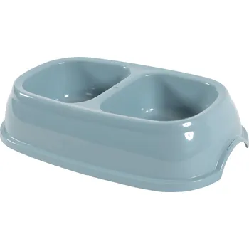 Miska pro psa Dvojmiska plast protiskluz pes 2x0,4l modrá Zolux