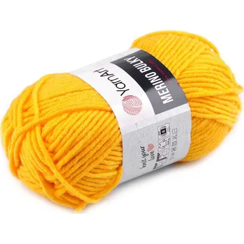 Příze Merino bulky Pletací příze 100g - 25 (586) žlutá tmavá