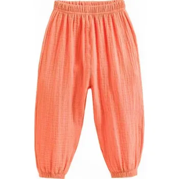 Pohodlné dětské lehké letní lněné kalhoty Barva: Oranžová, Velikost: 2 roky (90)