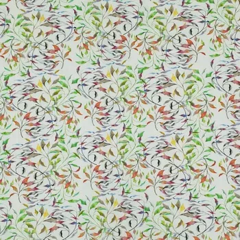 Šatovka N6669 bílá, drobné barevné lístky, š.140