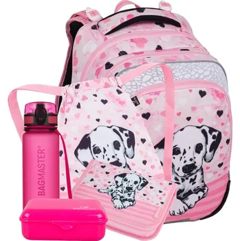 Set školních potřeb Bagmaster - Velký set pro prvňáčky BETA 24 A DALMATIN (batoh,penál,sáček na cvičky,box na svačinu,láhev) + gumovací pero Pilot Frixion