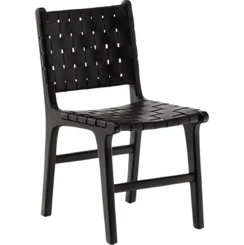 Jídelní židle Černá kožená jídelní židle Kave Home Calixta