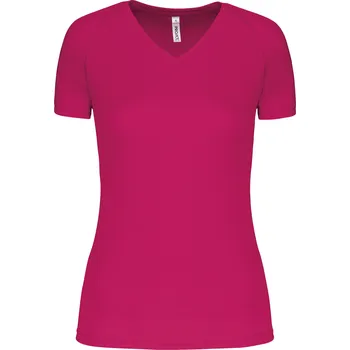 KARIBAN Dámské sportovní tričko s výstřihem do V PA477 Velikost: M, Barva: fuchsia red