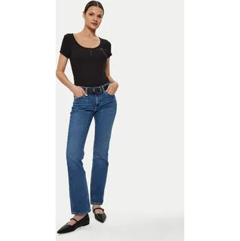 Tommy Jeans T-Shirt Henley DW0DW18669 Černá Slim Fit XXS