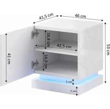Noční stolek QIU noční stolek 2 ks. 46x41,5x53 cm černý lesk/černý lesk