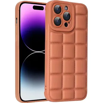 Pouzdro na mobilní telefon Barevný kryt s bloky a ochranou fotoaparátu pro iPhone 15 Pro Max Barva: Hnědá