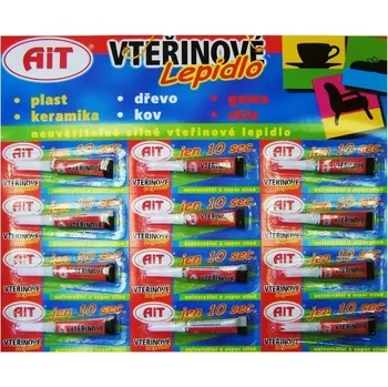 Průmyslové lepidlo AIT vteřinové lepidlo 2g 12 ks | Vteřinové lepidlo 2g | Lepidlo AIT (Vteřinové lepidlo | Lepidlo na vše | Rychlé lepidlo | Silné lepidlo | Lepidlo AIT | 2g | Plato 12 ks | Lepidlo na plast | Lepidlo na kov | Lepidlo na keramiku)
