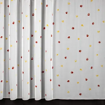 Záclona Voálová záclona 46707/05, červené a žluté puntíky na bílé, s olůvkem, výška 280cm ( v metráži)