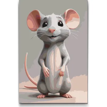 Malování podle čísel - Myška pro děti Velikost: 20x30cm, Rámování: Pouze srolované plátno