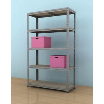 Dílenský regál Kovový regál Futur 1800x1200x450/5, pozink, 200 kg/pol. (POZINK-DTD-surová, 5 výztuh)