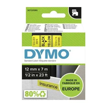 Pásek do tiskárny Páska Dymo D1 12 mm x 7m, černý tisk/žlutý podklad, 45018, S0720580